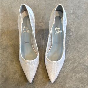 Brand new Christian Louboutin White Glitter Pumps